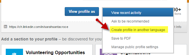 Create LinkedIn Profile in another Language
