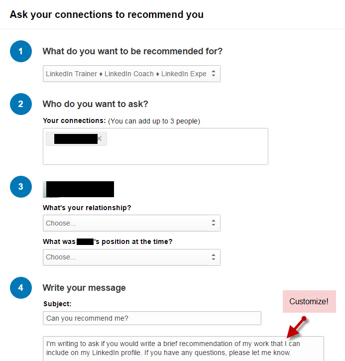 How to ask for a quality recommendation on LinkedIn 2